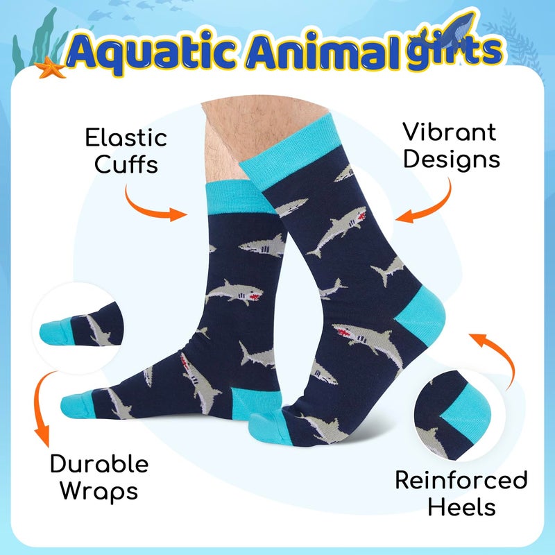 Happy Pop HAPPYPOP Crazy Shark Socks for Boys - Ocean Animal Lover Gifts, Fun Socks for Kids 7-9 Years - Image 2
